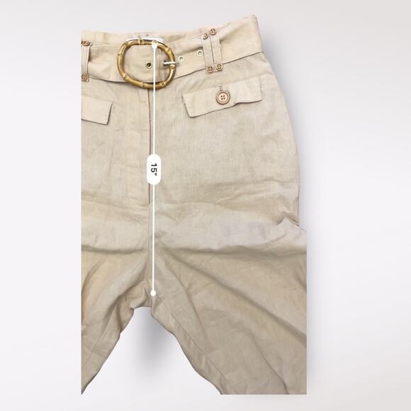Finders Keepers Pants Belted Size US 6 Tan Linen and Cotton - Picture 5 of 12